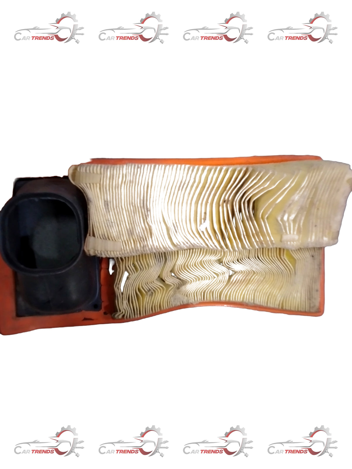 CarTrends Chevrolet diesel air filter J23891114 with pleated filter media and sturdy plastic frame, shown in clear close-up.