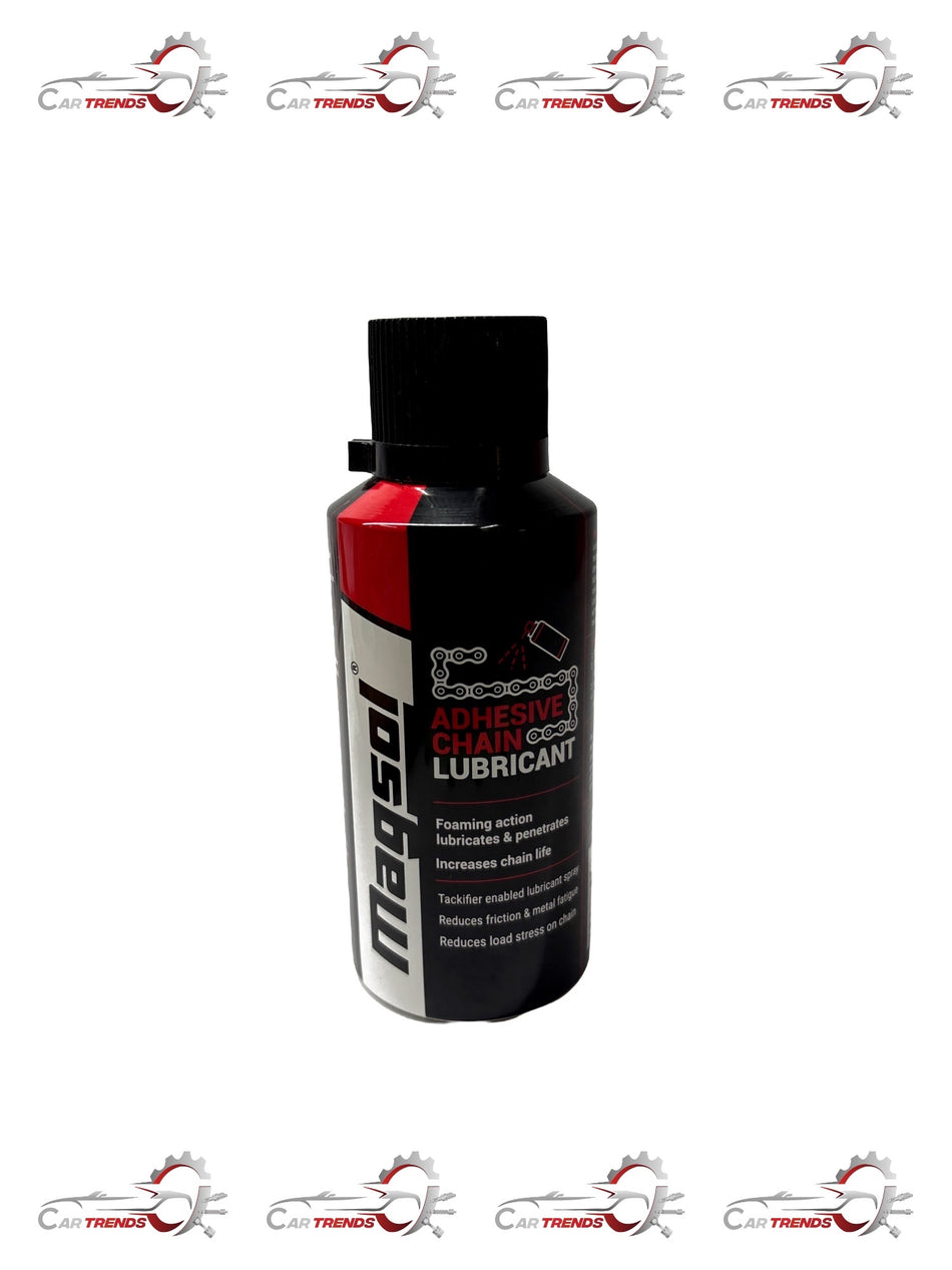 CarTrends adhesive chain lubricant in a container, designed for lubricating and protecting motorcycle and bicycle chains.