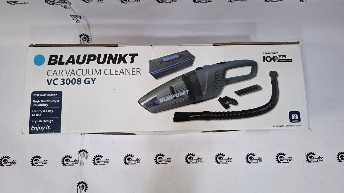 Blaupunkt CarTrends VC 3008 GY car vacuum cleaner with compact design and handheld nozzle for vehicle cleaning.