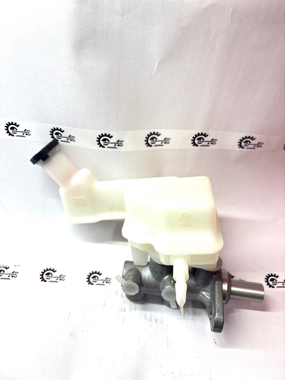 CarTrends brake master cylinder assembly with metal body and attached brake lines, designed for vehicle hydraulic brake systems.