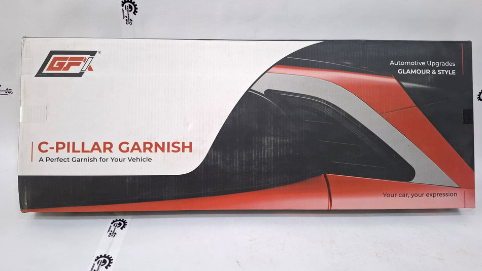 CarTrends C Pillar Garnish for vehicle decoration, showcasing a sleek black trim piece mounted on a car window pillar.