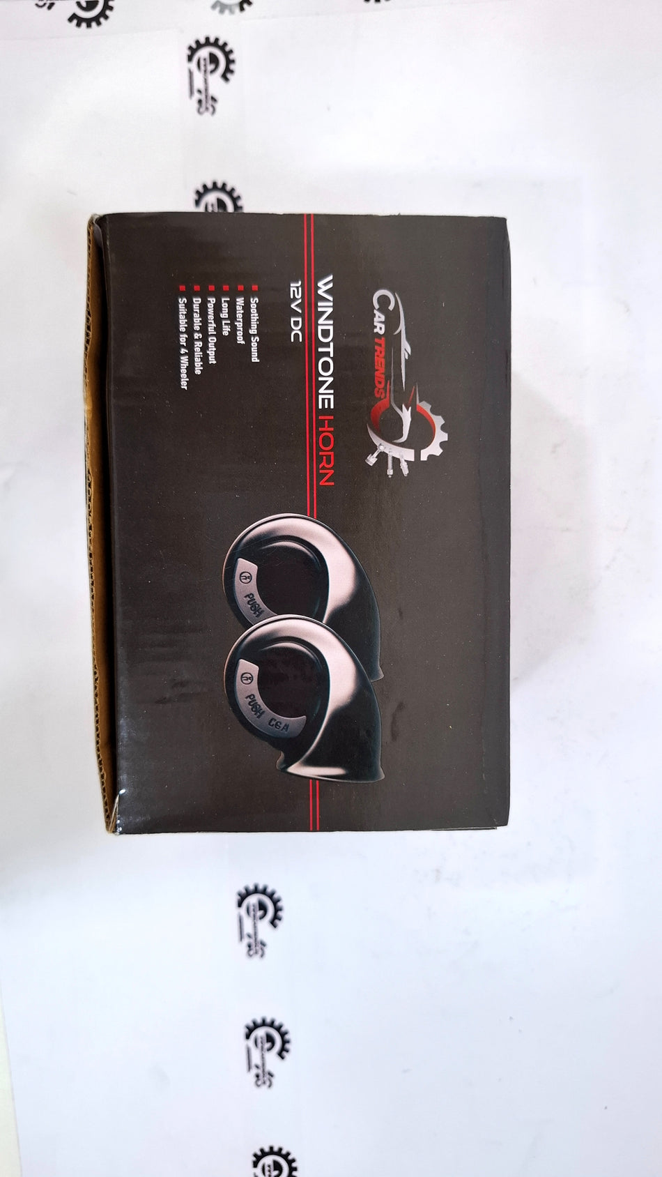 CarTrends Windtone Horn Set with dual chrome finish and mounting brackets, designed for vehicle alert and signaling.