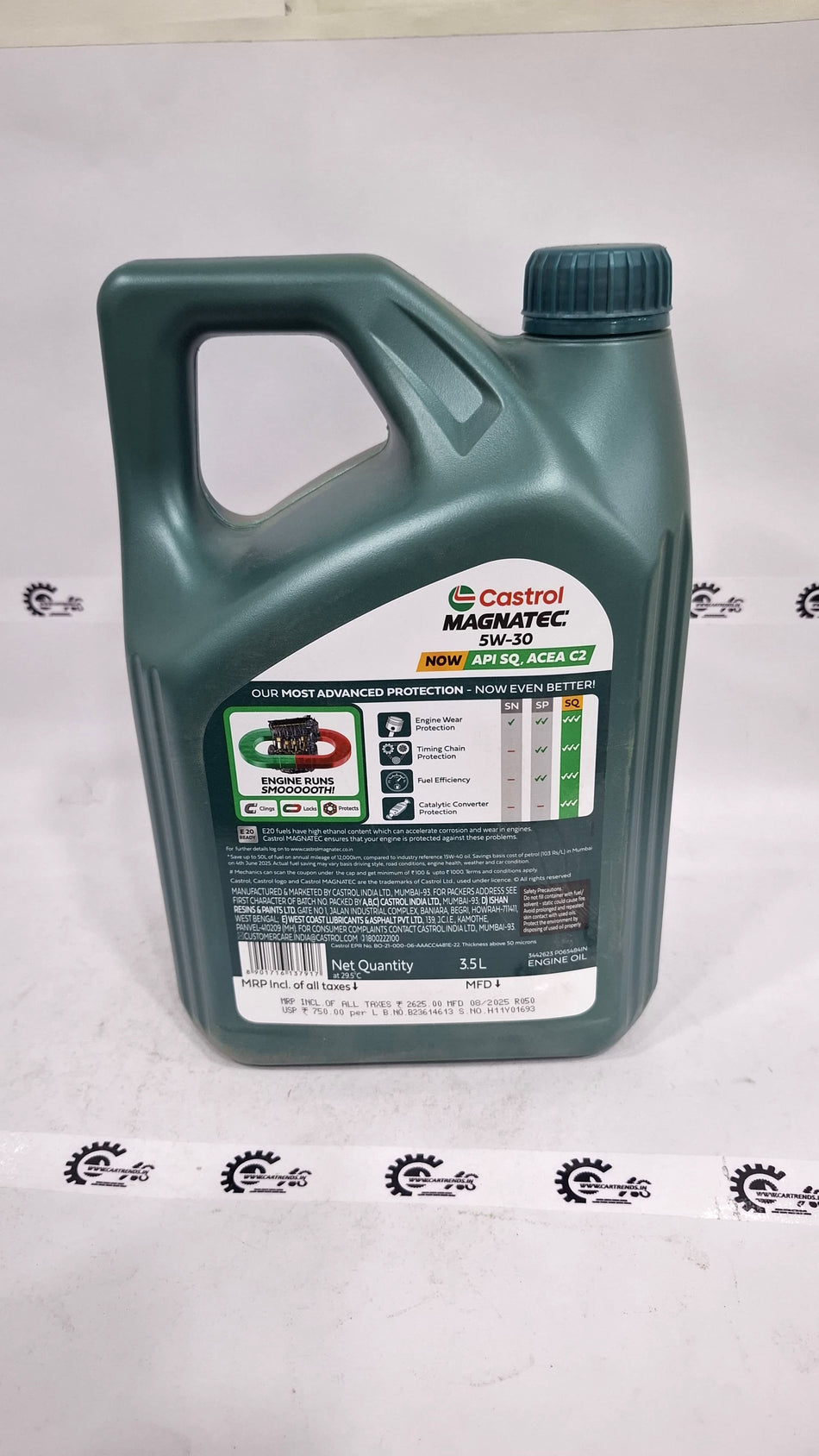 Castrol MAGNATEC 5W-30 API SQ ACEA C2 motor oil bottle with label and branding visible