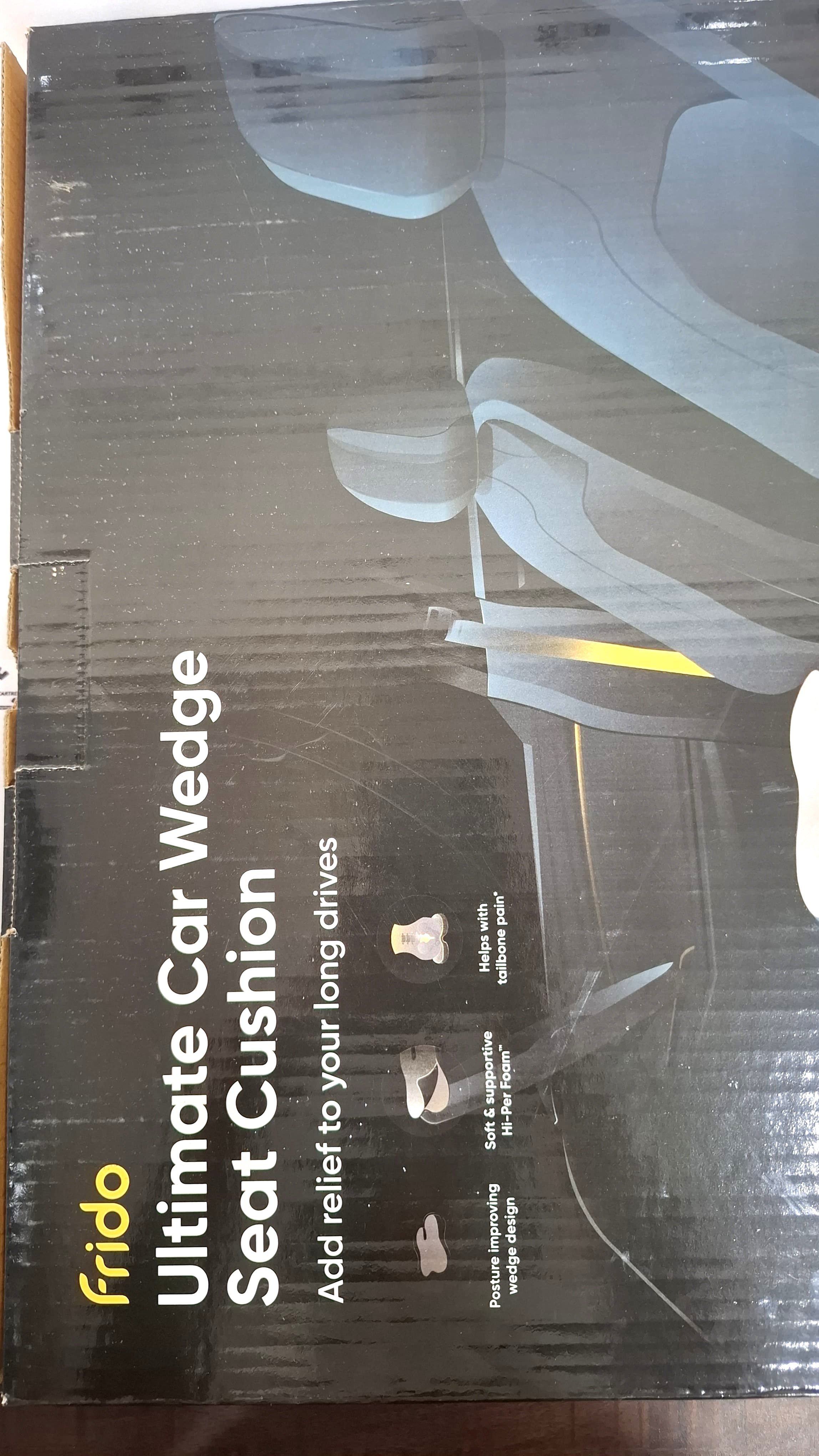 CarTrends Frido Ultimate Car Wedge Seat Cushion shown in a vehicle, designed for added comfort and support during driving.