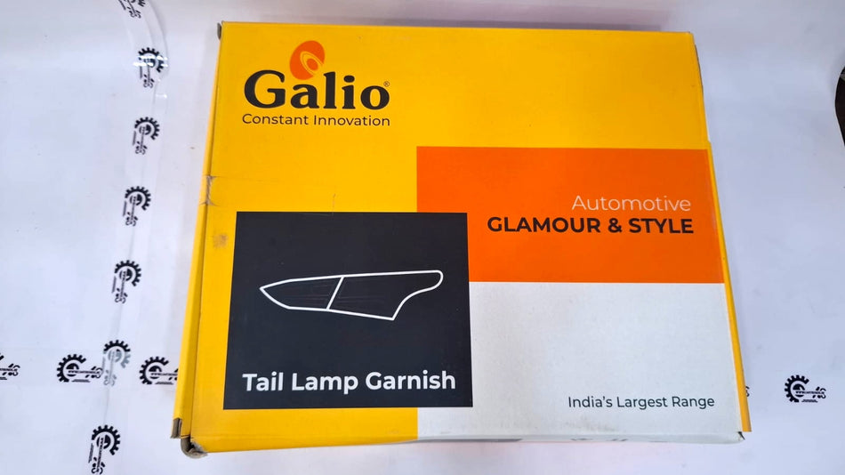 Galio brand tail lamp garnish by CarTrends, showing a sleek chrome finish designed to enhance vehicle rear lighting appearance.