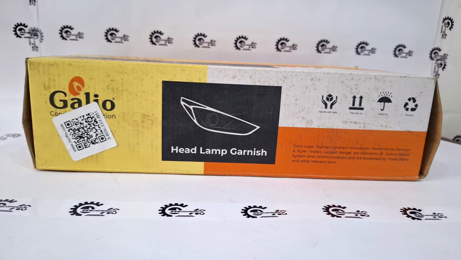 CarTrends Galio headlamp garnish installed on vehicle, showcasing sleek design and fitment around the headlamp area.