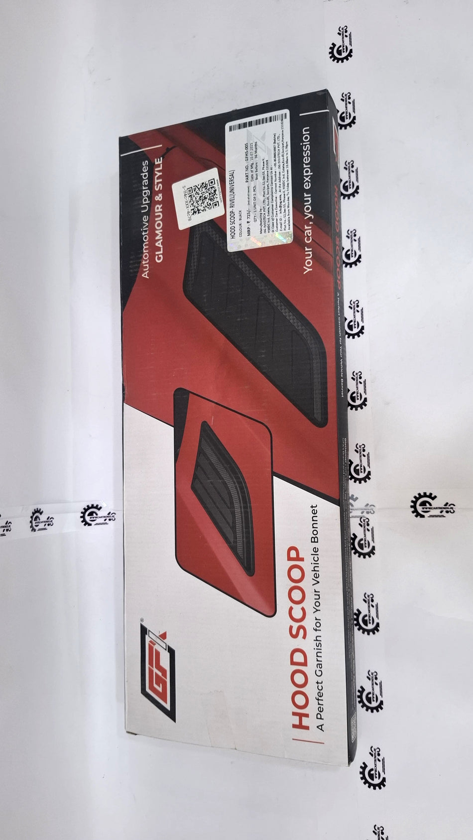 CarTrends GFI Automotive Upgrades decorative hood scoop installed on a vehicle, enhancing engine bay style and aerodynamics.