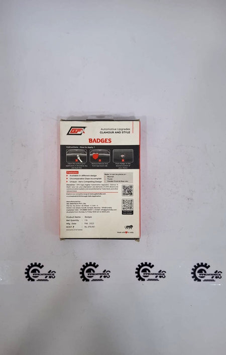 GFX brand metal emblem for cars, featuring a sleek design with the CarTrends logo engraved on a shiny metal surface.