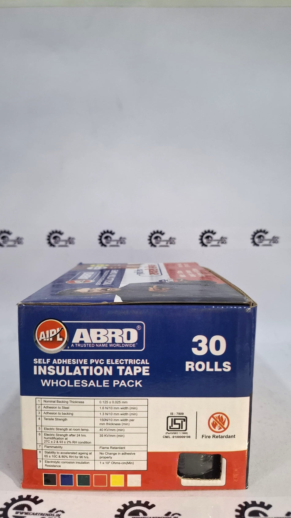 CarTrends insulation tape roll with black adhesive tape for electrical and automotive insulation applications.