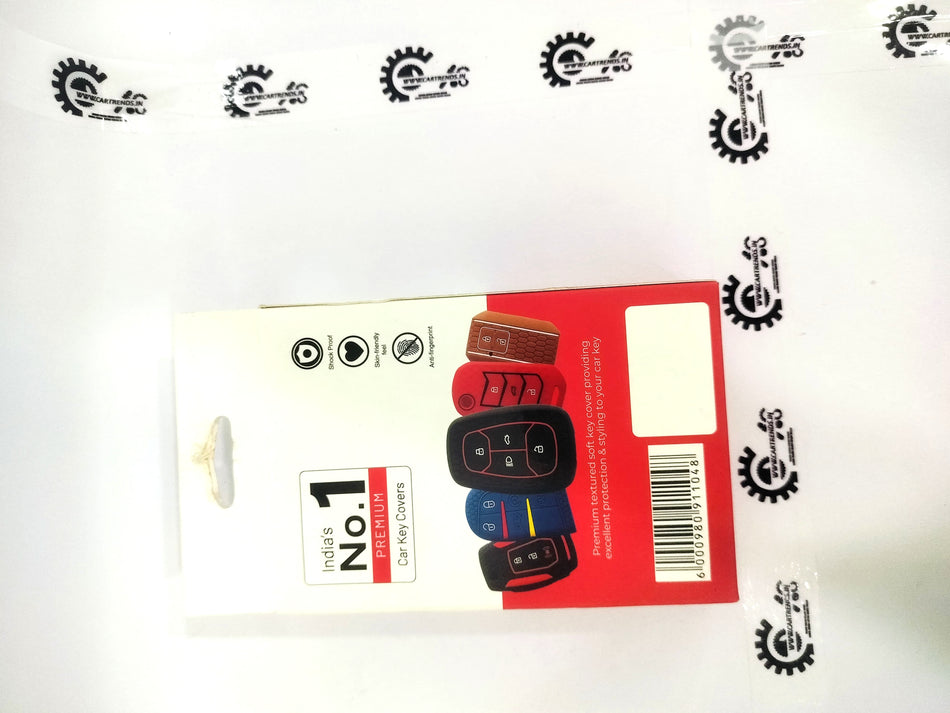 CarTrends Key Care Cover protecting car key with durable silicone material, featuring a sleek, black design.