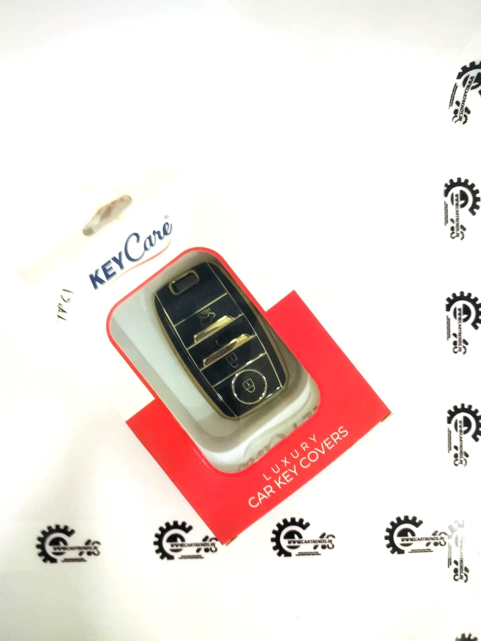 CarTrends Key Care Cover protecting car key with durable material, designed to fit securely over key fob.