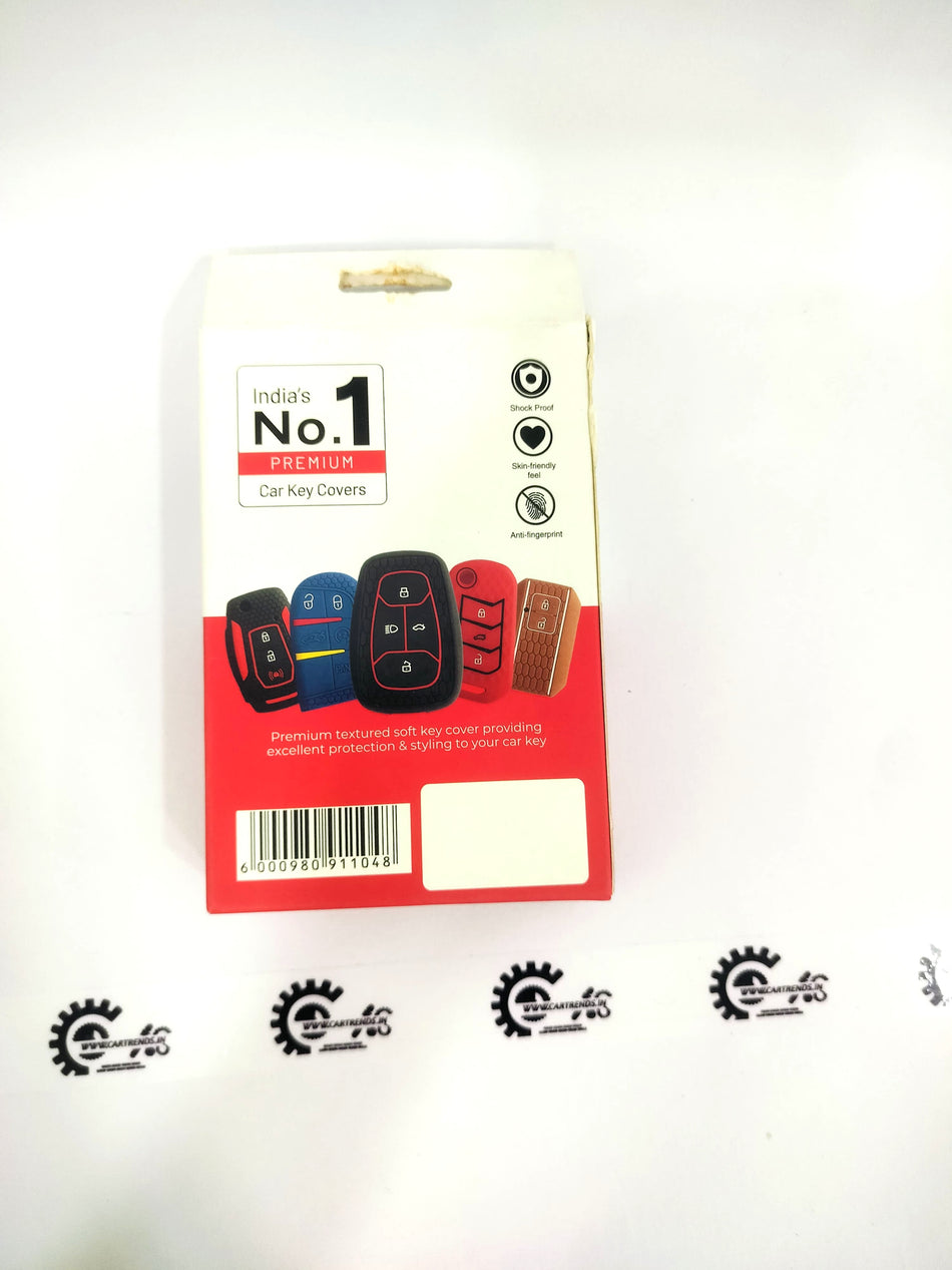 CarTrends Key Care Cover protects car keys with durable, stylish material, shown on a modern key fob in the image.