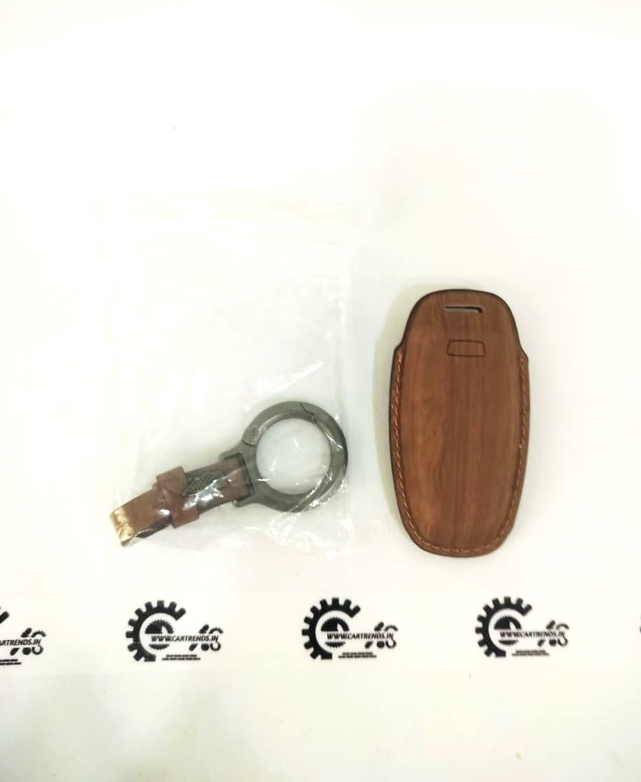 CarTrends Luxe Series key cover and chain, sleek and stylish key accessory with durable leather cover and metal chain.