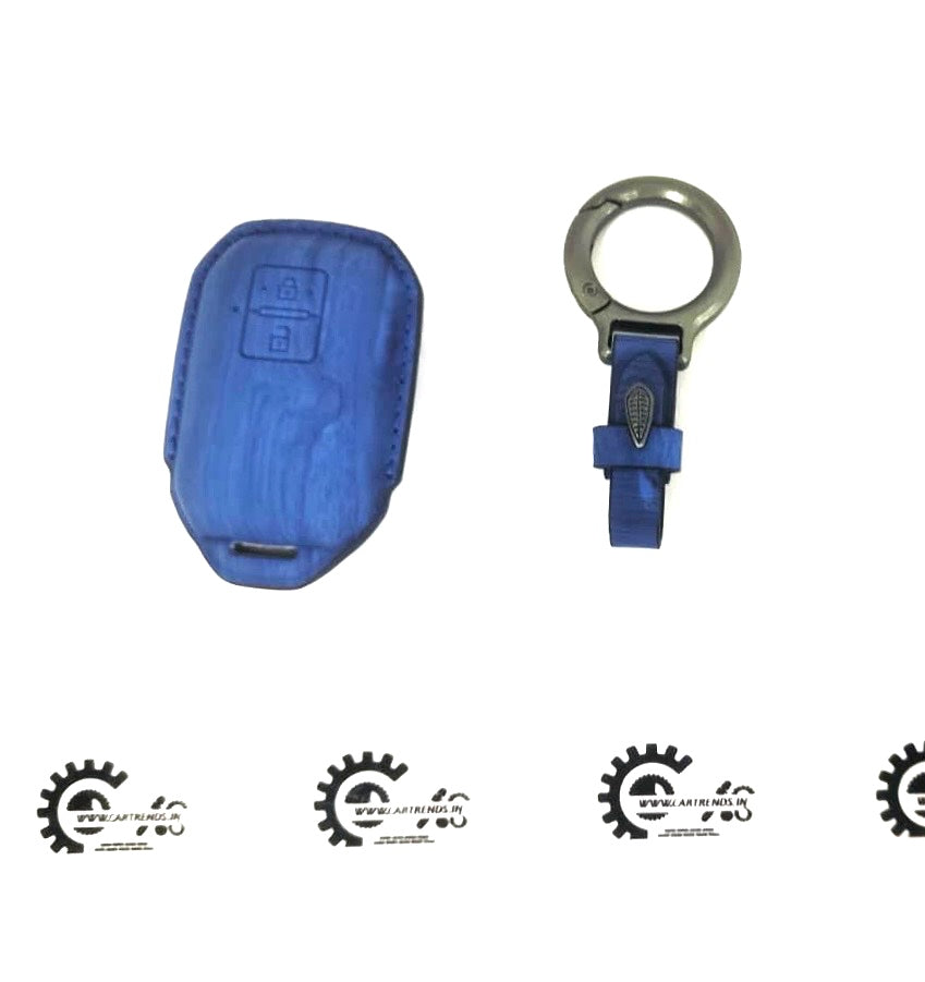 CarTrends Luxe Series key cover with chain, black leather and metal accents for stylish key protection and easy handling.