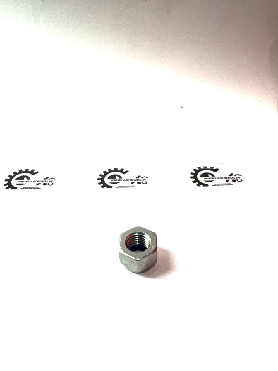CarTrends nut showcasing a metal fastener with a hexagonal head, used for automotive or mechanical assembly.