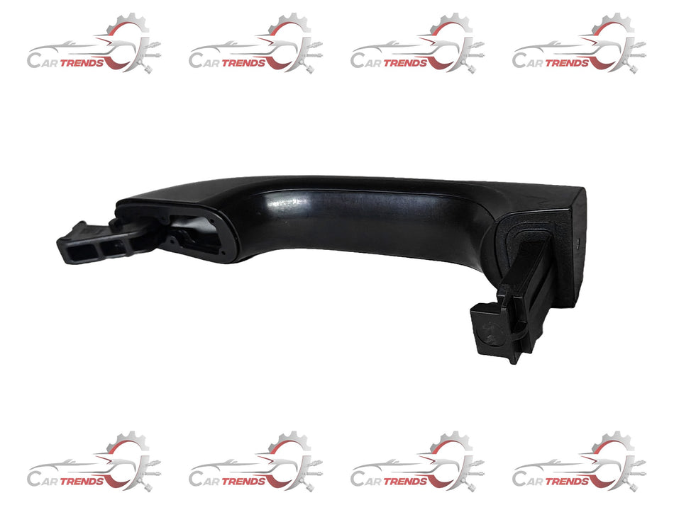 Hyundai Grand i10 right side door handle by CarTrends, OEM replacement part with chrome finish and mounting hardware.