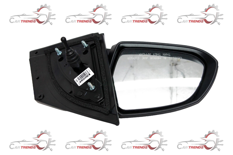 Hyundai Grand i10 2013-2016 left outside mirror by CarTrends, with black housing and reflective glass.