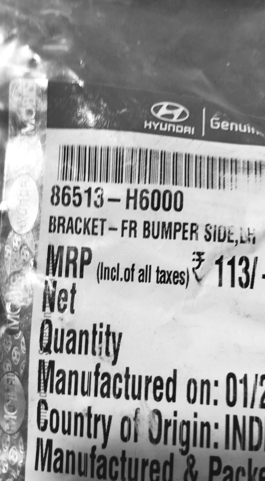 CarTrends front bumper bracket for Verna Next Gen left side, spare parts image showing durable automotive bumper support component.