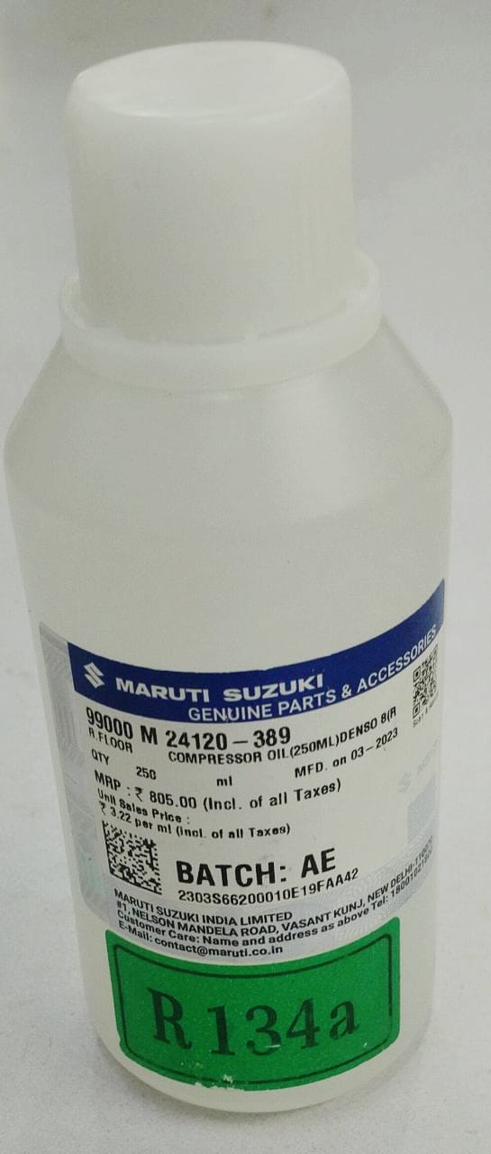 Maruti Suzuki air conditioning compressor oil from CarTrends for Swift, Dzire, Baleno, Ertiga; spare parts for AC system.