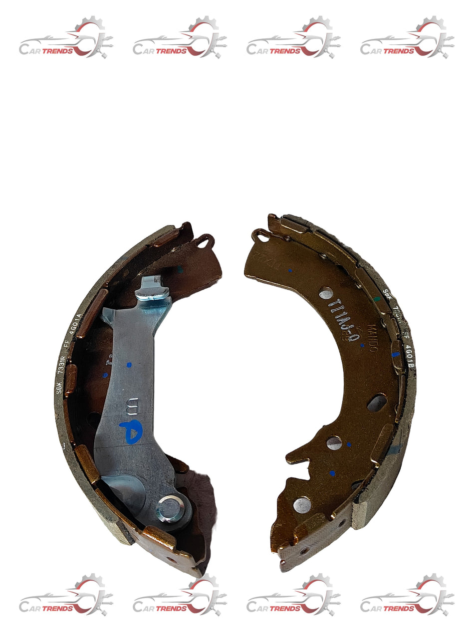 CarTrends brake shoe for Venue, spare part with model 58350K3A00, showing the metal brake shoe with friction lining.