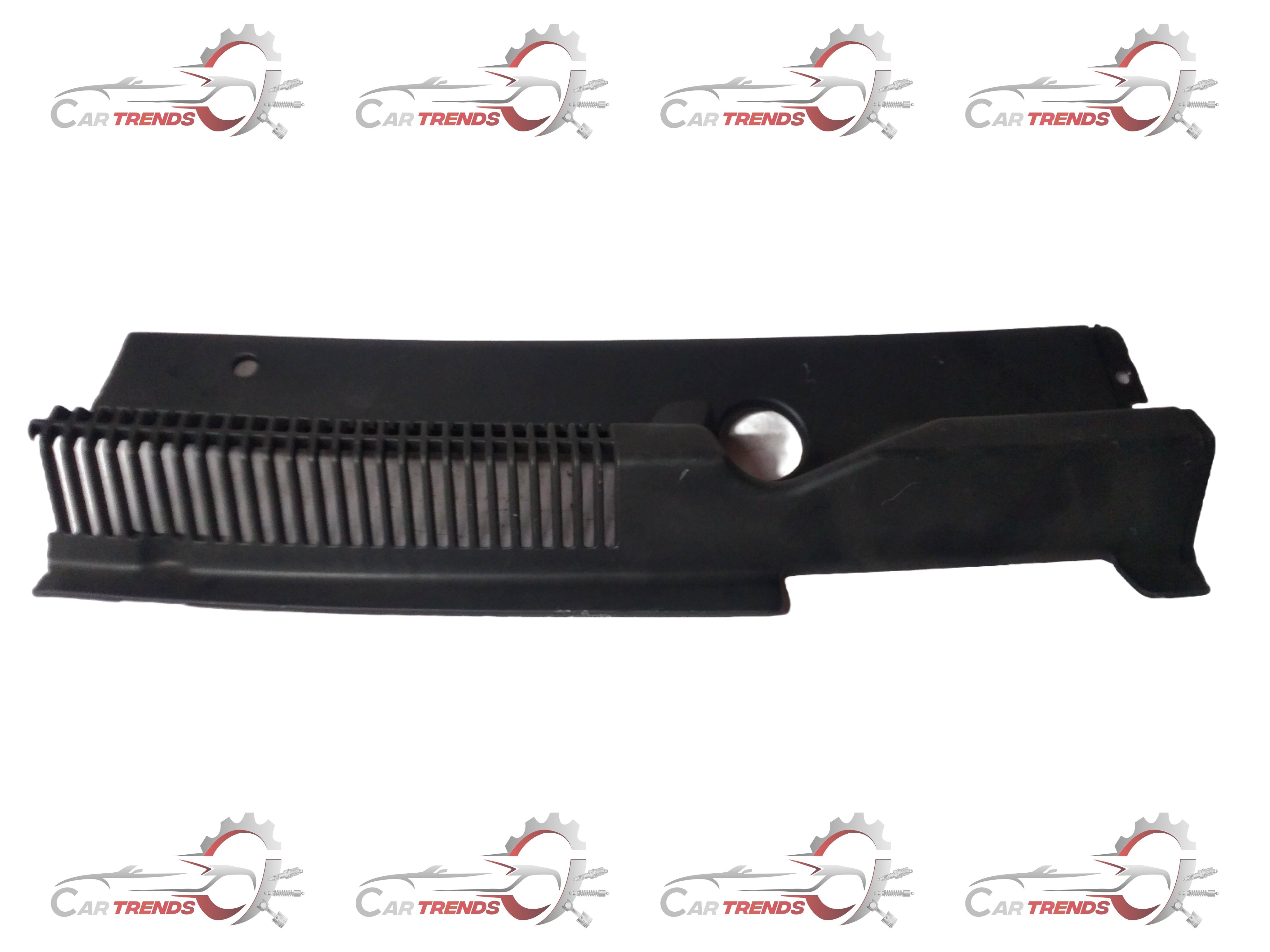 CarTrends Chevrolet Aveo cowl top spare part, close-up view showing the black plastic cowl cover for vehicle protection.