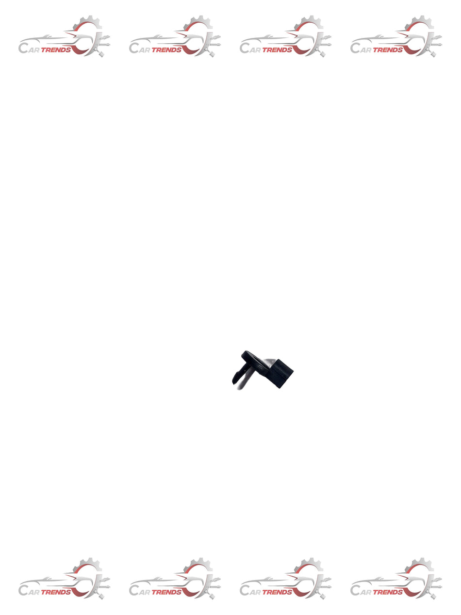Chevrolet Tavera LH clip door link spare part by CarTrends, close-up view of the black plastic door hinge component.