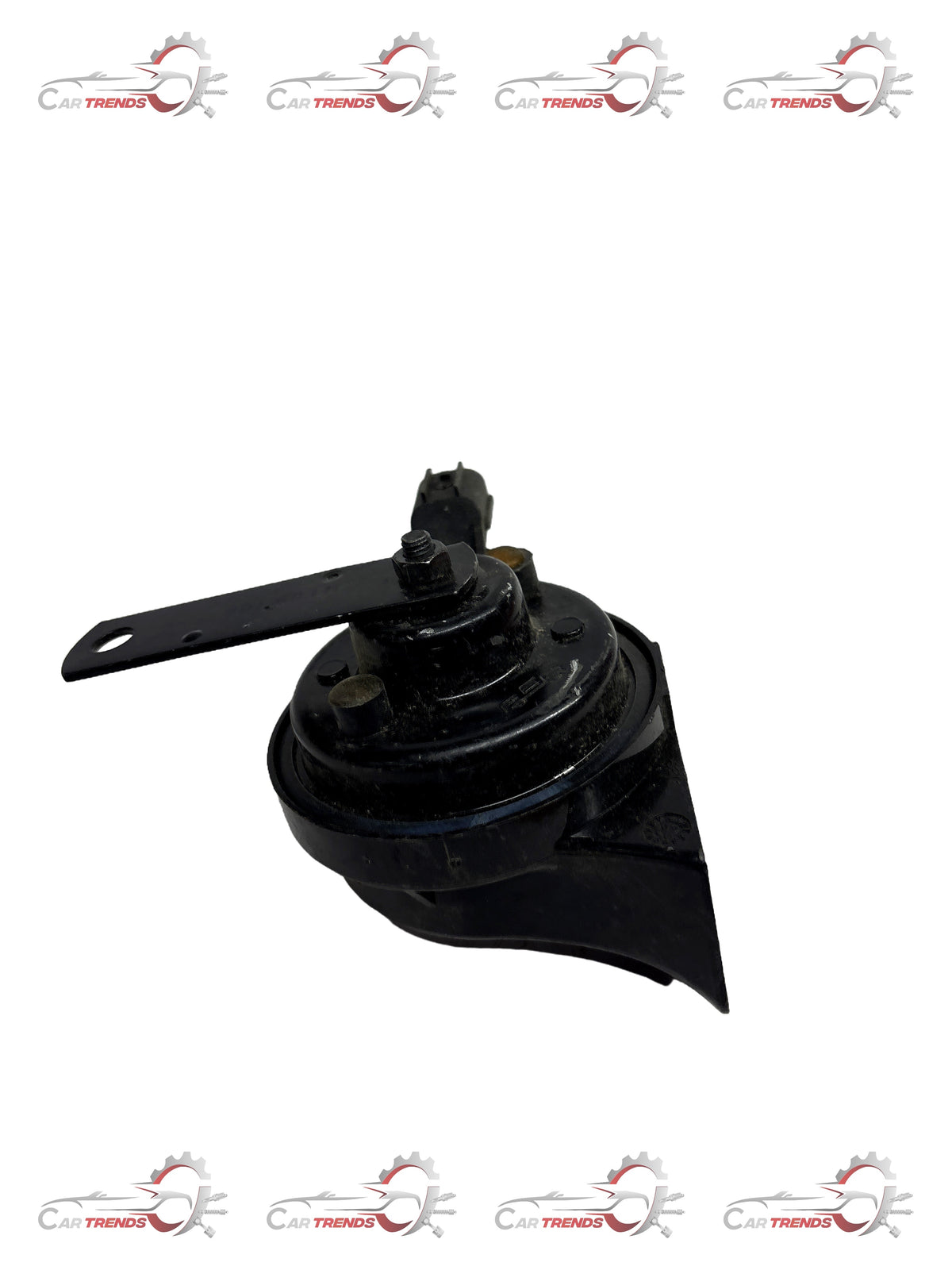 CarTrends Horn Optra low tone spare part, metal horn with mounting bracket for vehicle replacement.