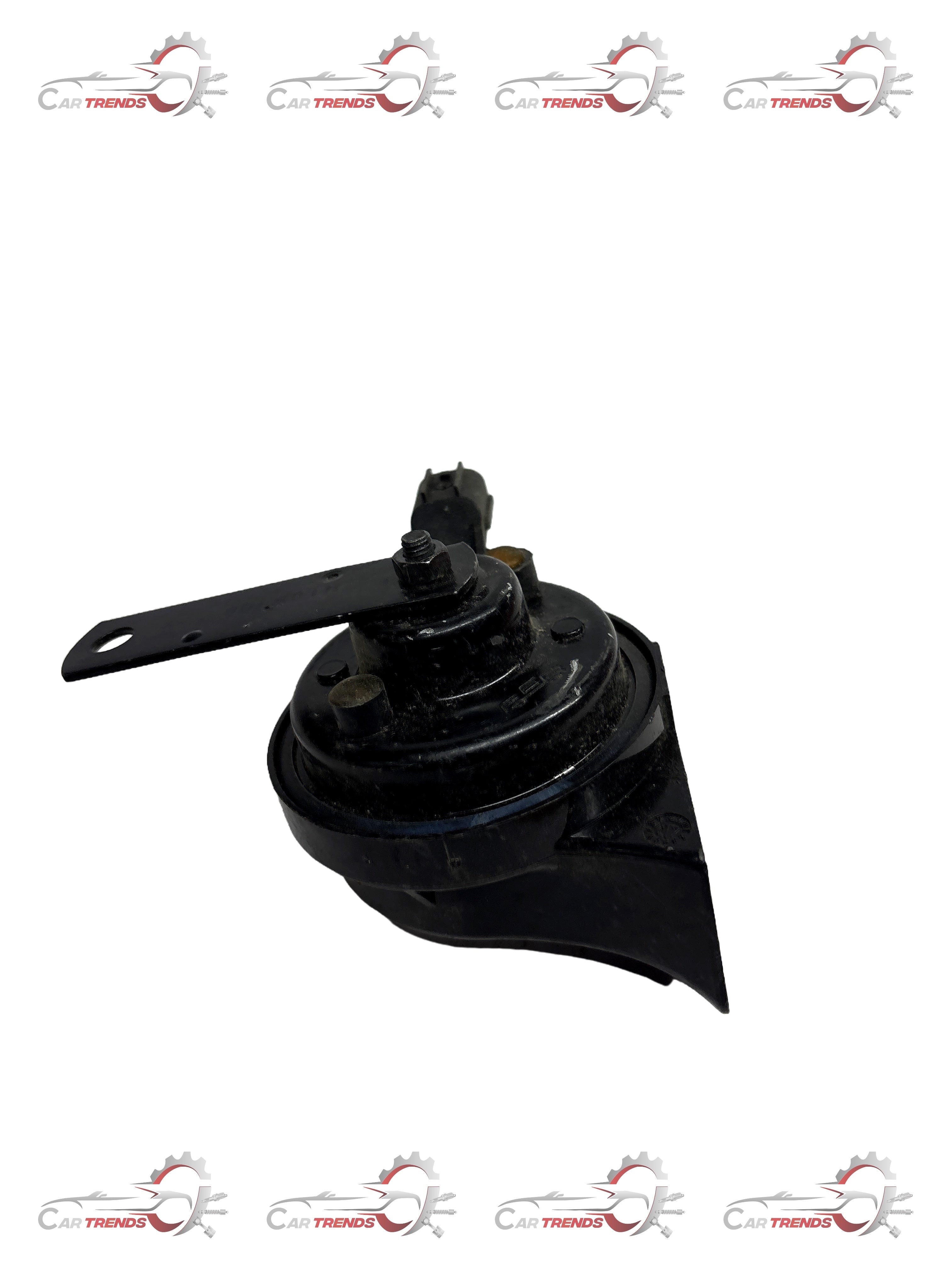 CarTrends Horn Optra low tone spare part, metal horn with mounting bracket for vehicle replacement.