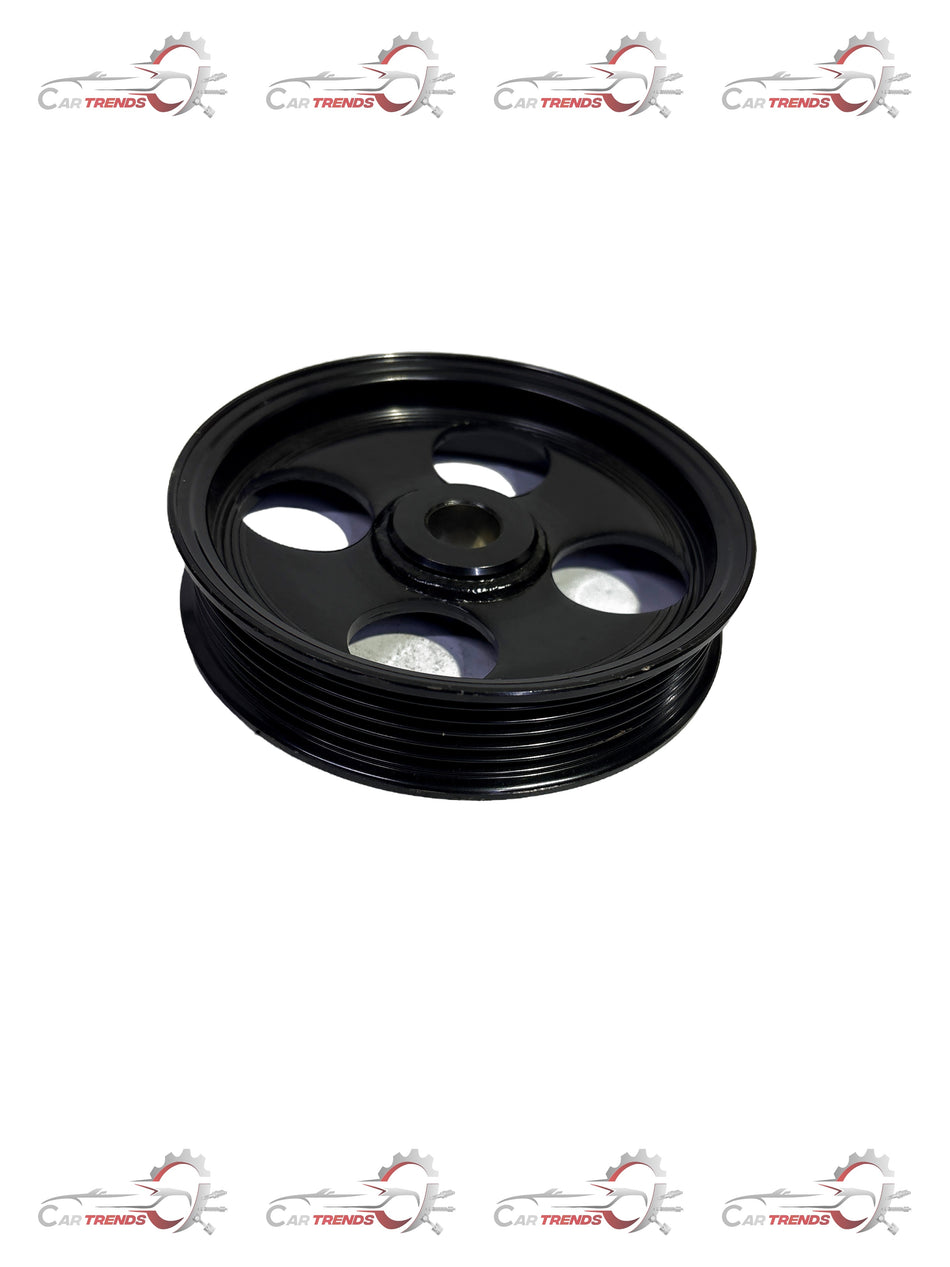CarTrends power steering pump pulley assembly for Chevrolet Sail, a spare part with a metal pulley and mounting details.