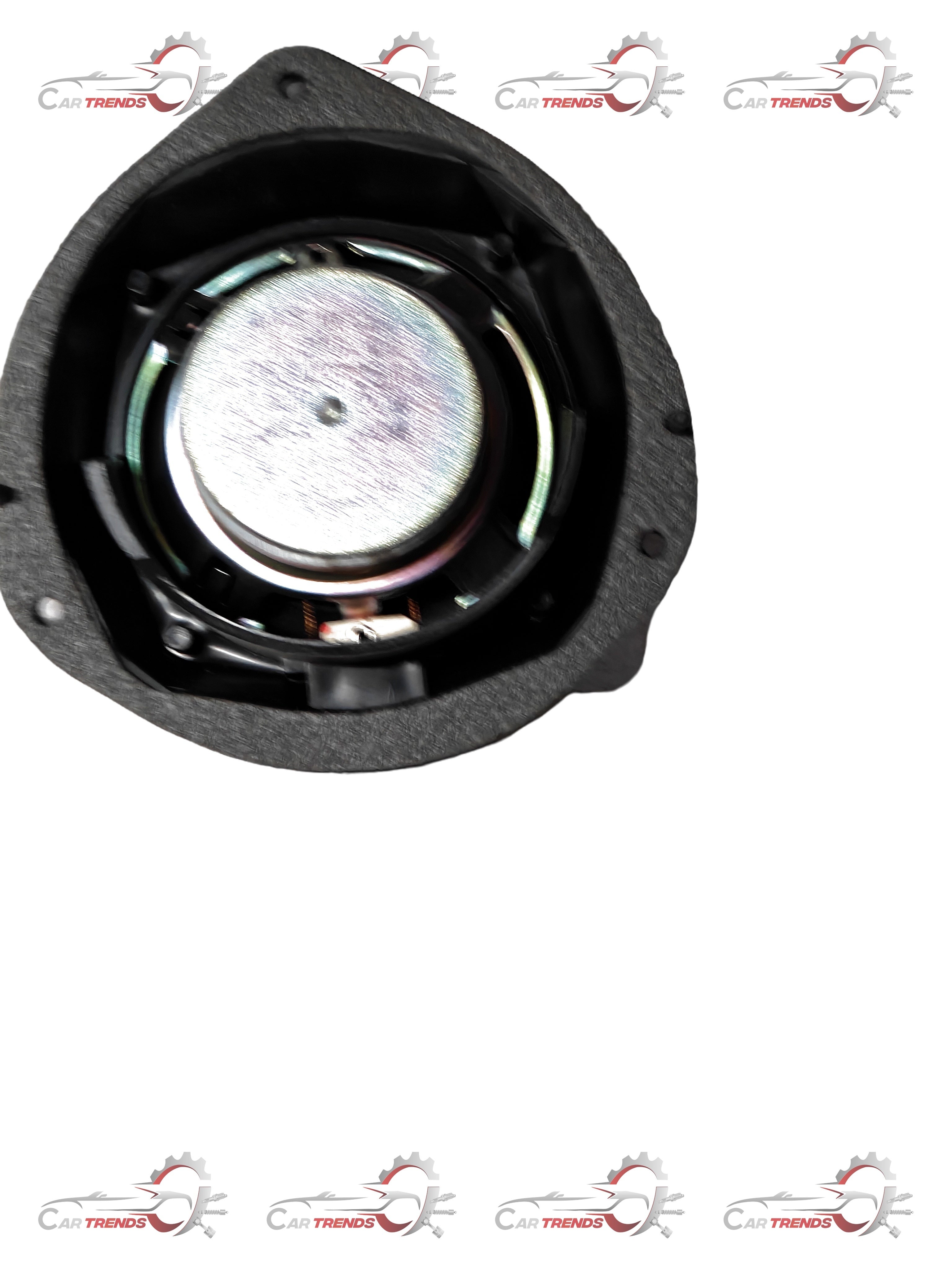 CarTrends AVEO front speaker spare part, close-up of the black speaker component for vehicle audio system.