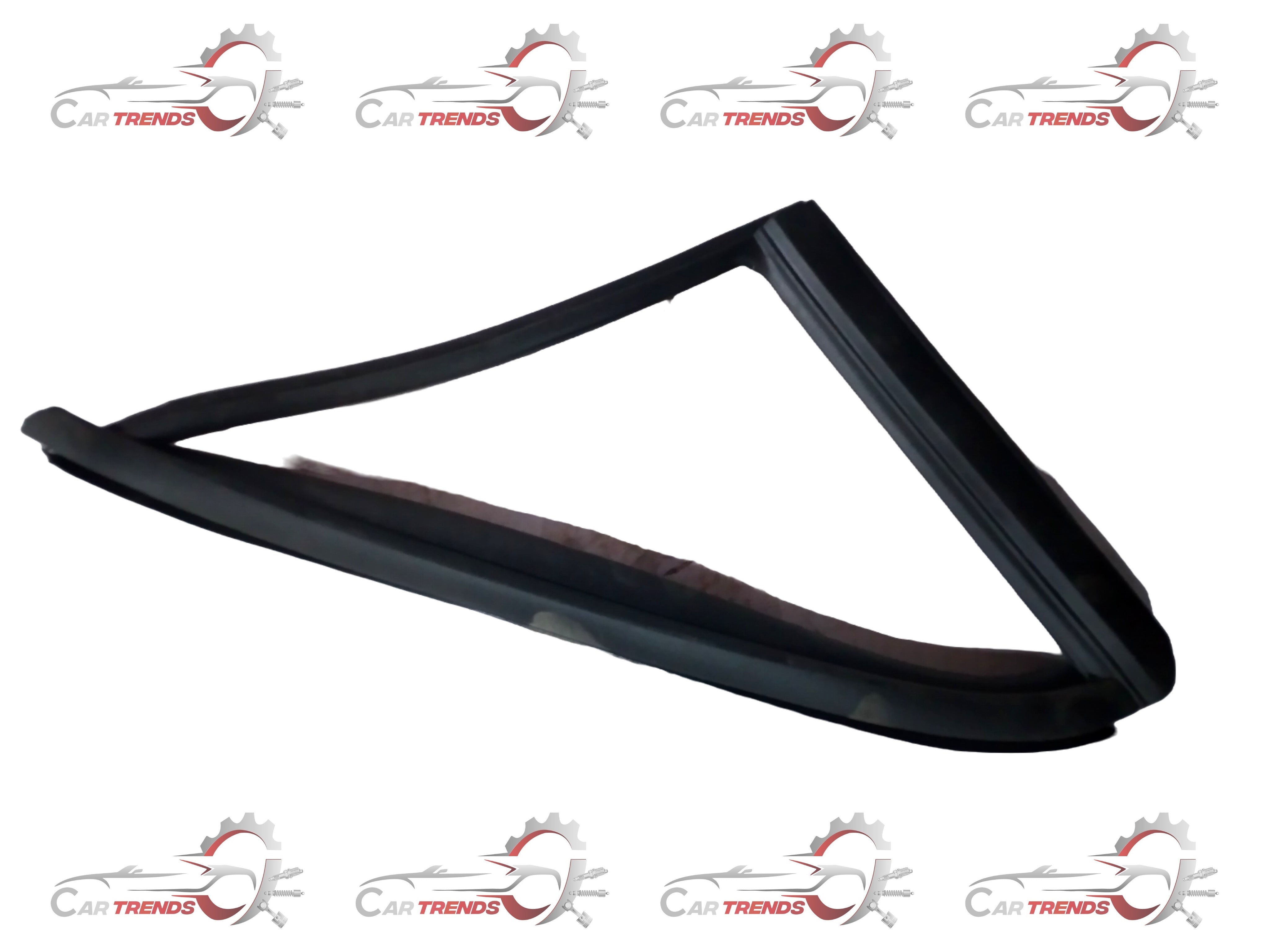 CarTrends Spark front left glass moulding spare part for vehicle, showing the detailed moulding profile and attachment points.
