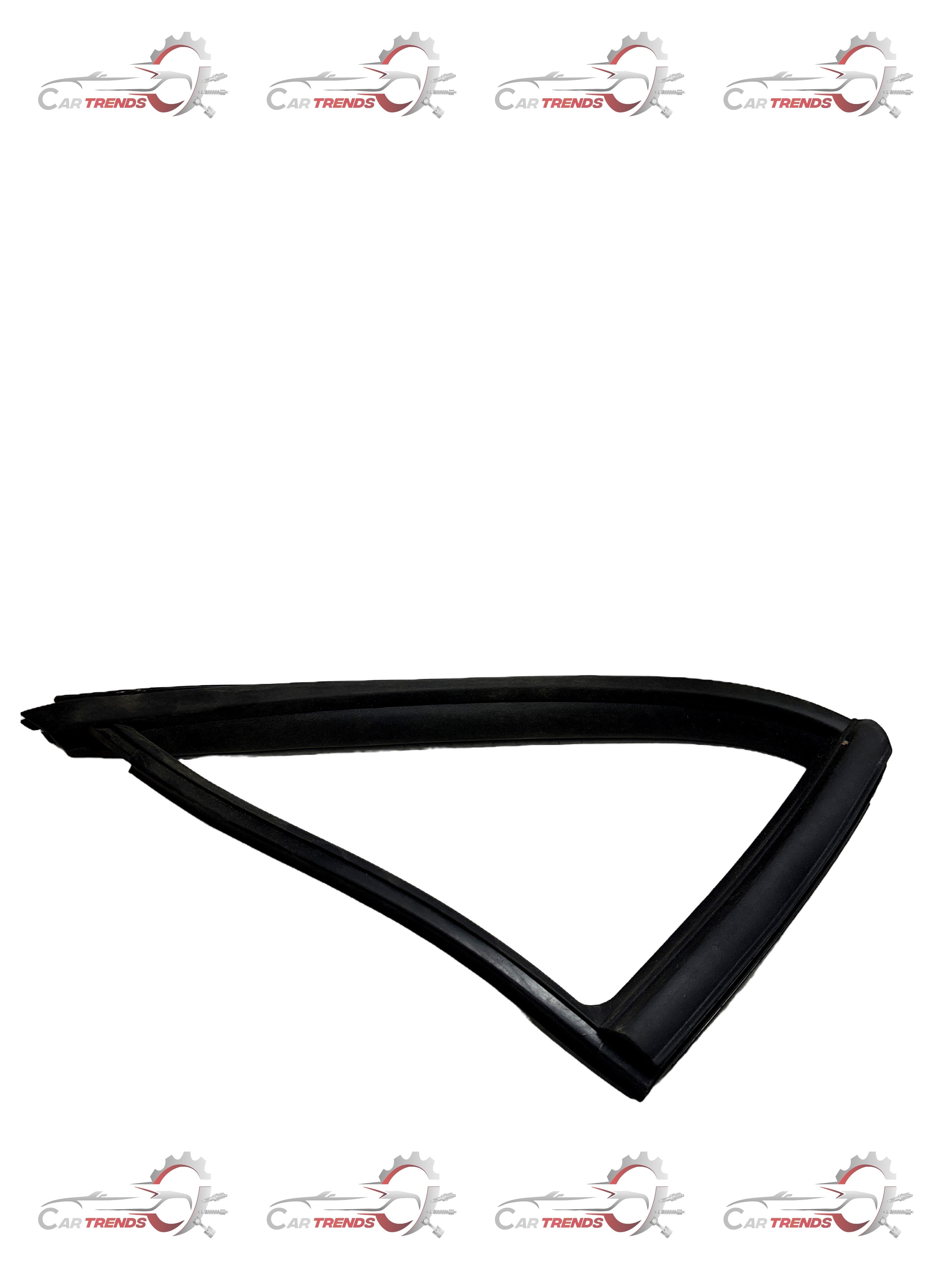 CarTrends Spark front right door glass moulding spare part, close-up of the plastic weather strip and mounting area