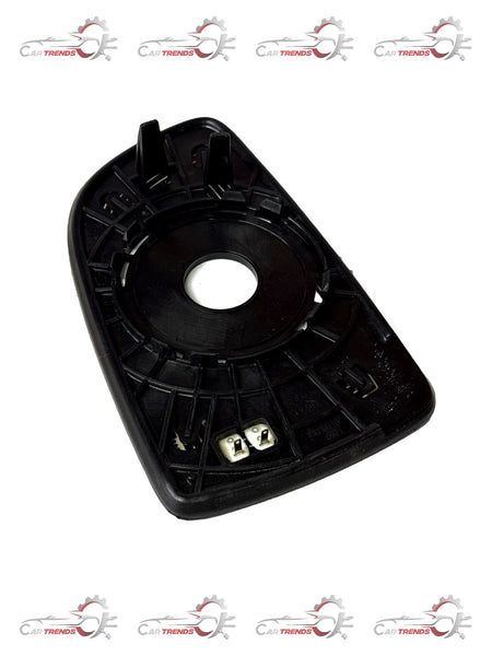 CarTrends Mirror Glass Aveo Left spare part, showing the reflective surface and mounting edges for the vehicle's side mirror.