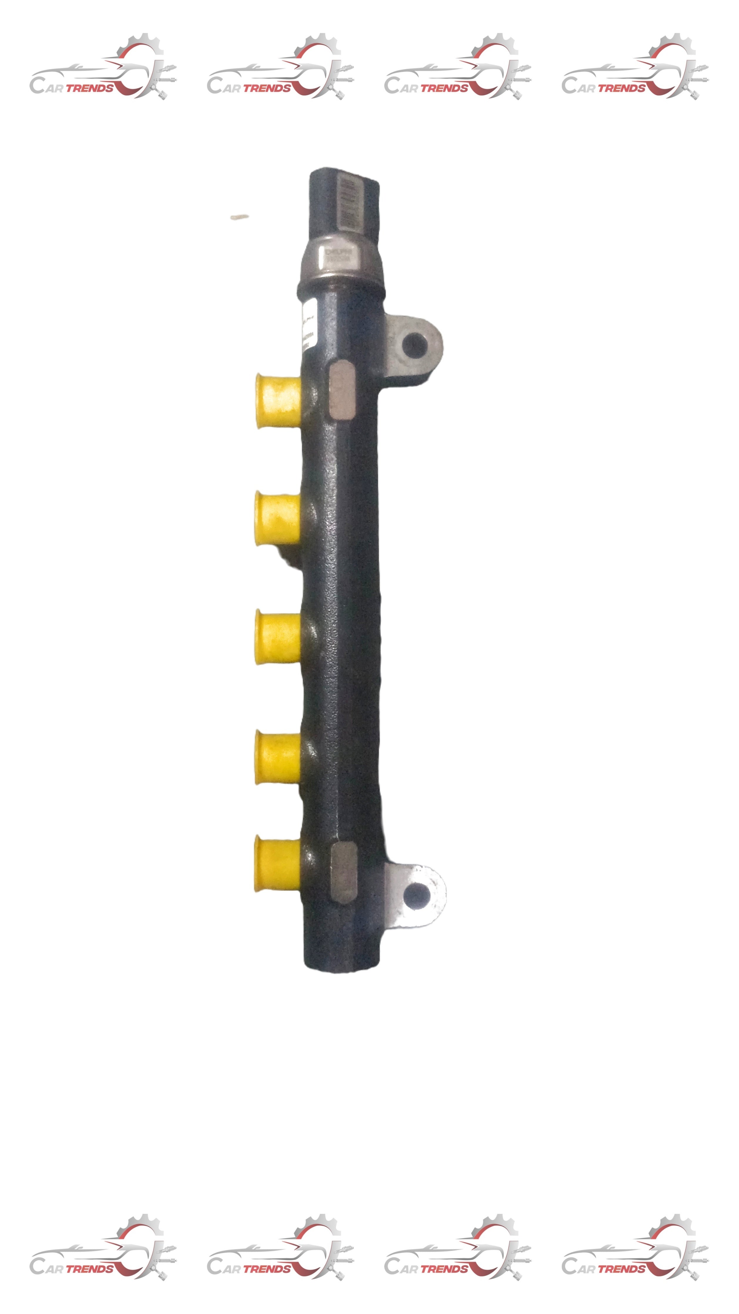 CarTrends fuel injector rail CapTiva spare part, close-up of the black plastic rail cap for engine fuel system.