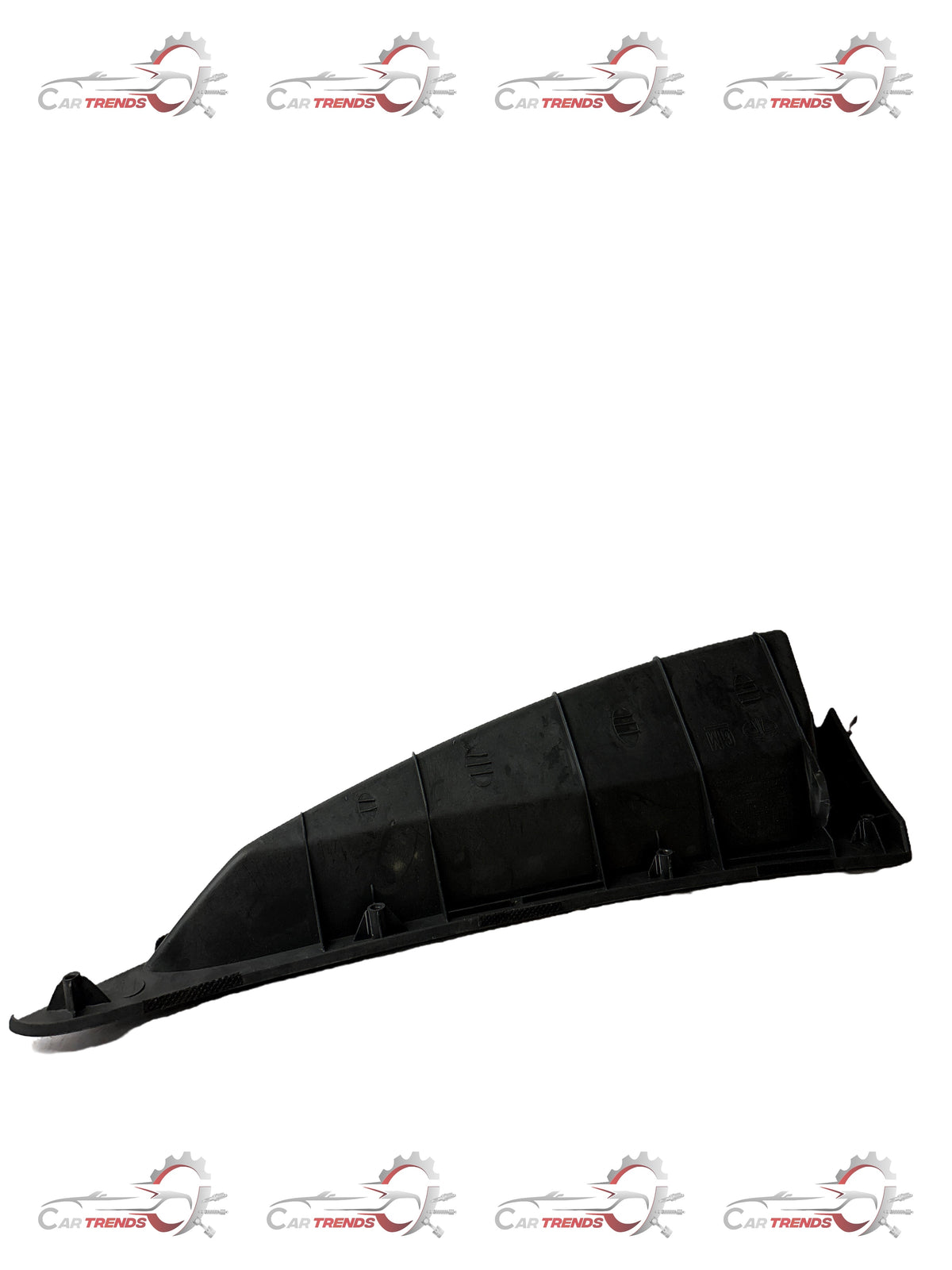 Black passenger side moulding for CarTrends J96909446 IP vehicle, showcasing the spare parts component with a textured finish.