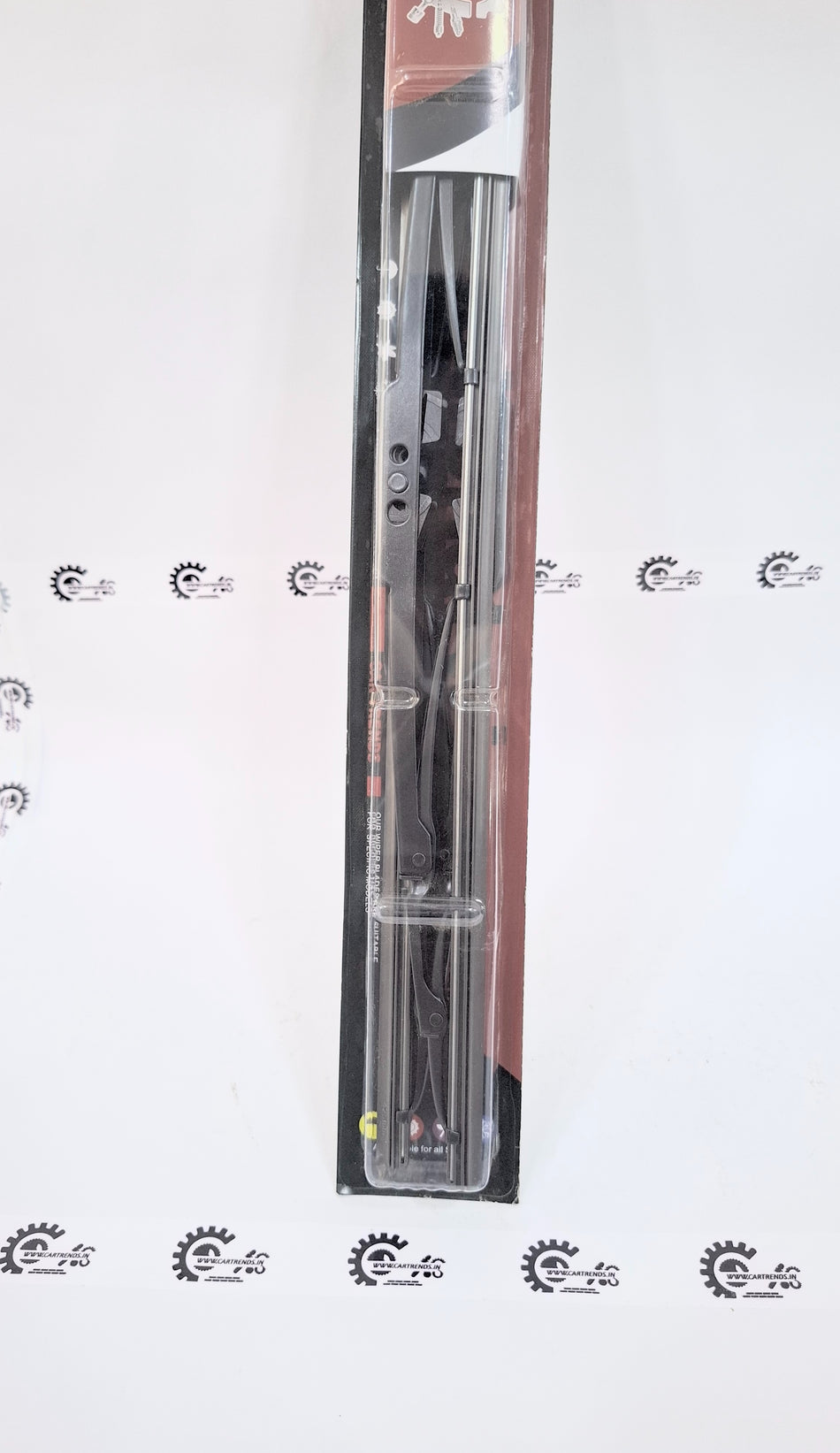 CarTrends professional wiper blade for clear windshield wiping, shown in a close-up image with black rubber and metal frame.