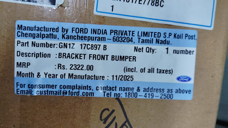Ford front bumper bracket GN1Z17C897B, automotive part shown in the image, designed for Ford vehicles.