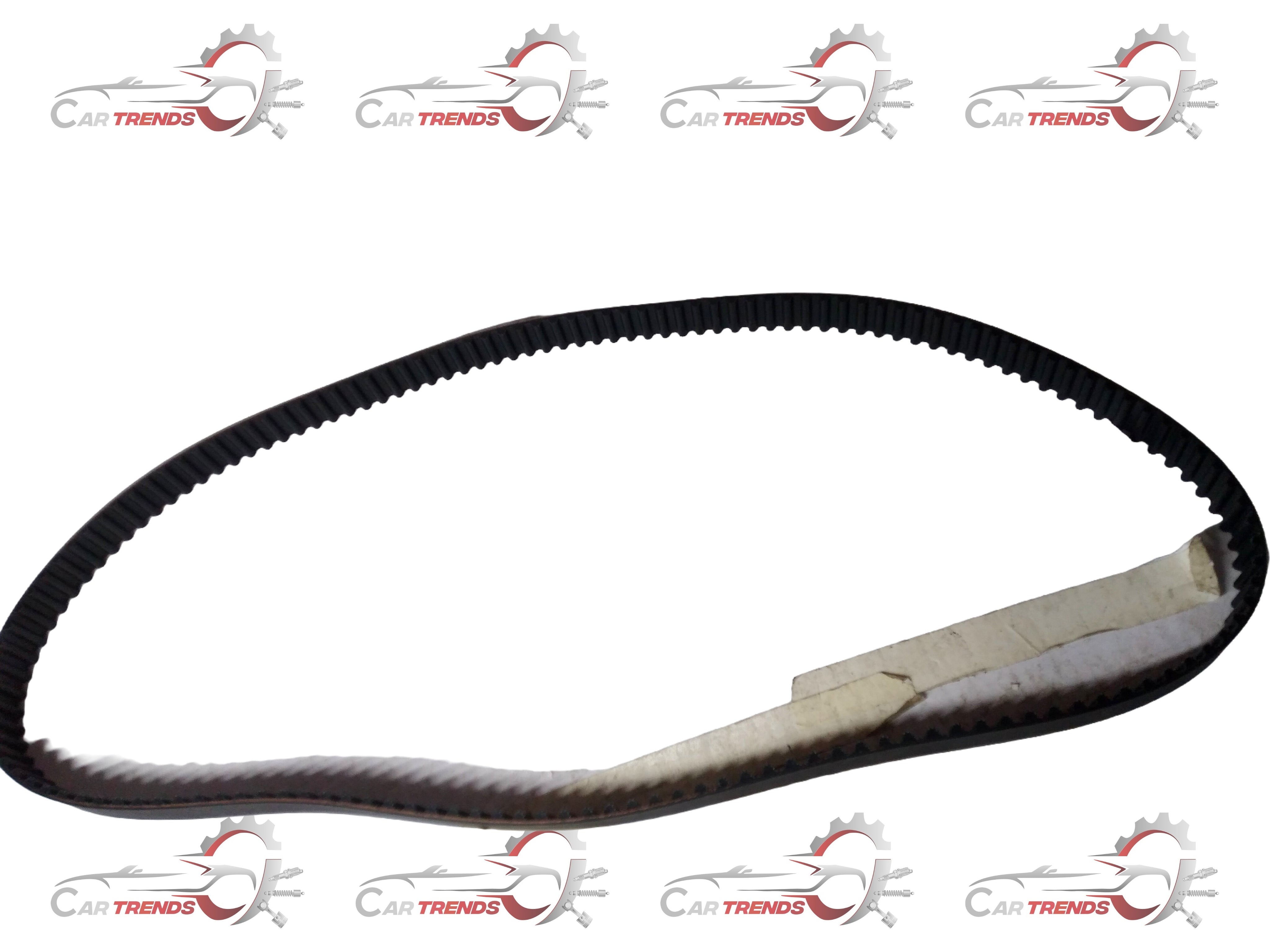 Ford Figo timing belt featuring black rubber with metal teeth and pulley, showing detailed close-up of the belt's surface.