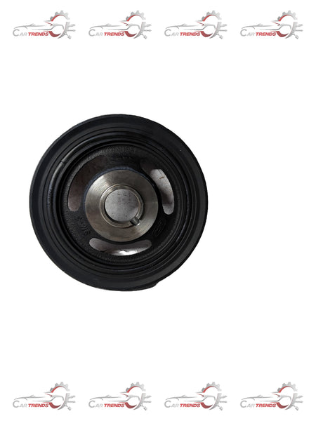 Ford pulley crankshaft AV6Z6312A shown in a close-up image, highlighting the metal pulley and mounting details.