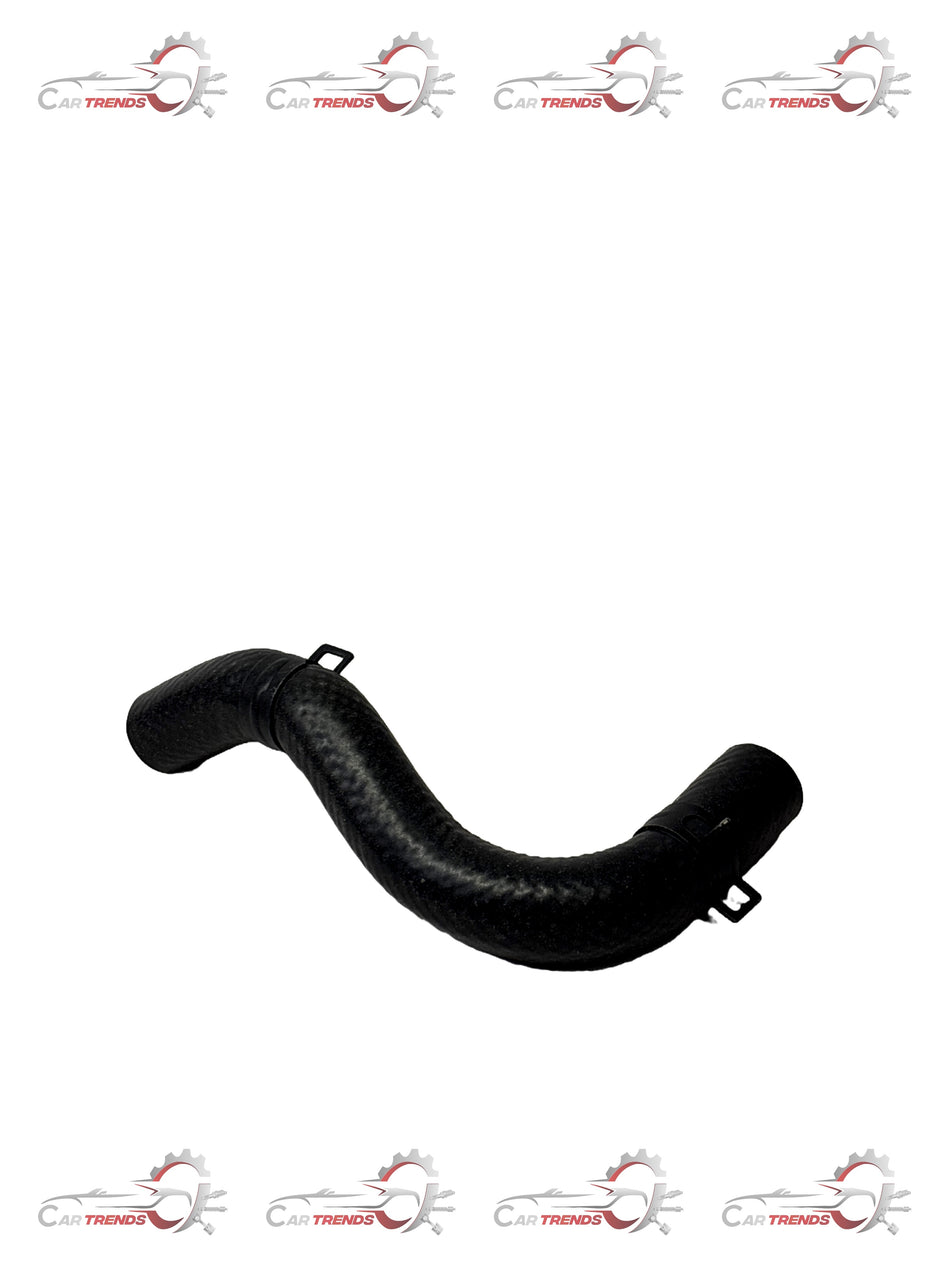 General Motors fluid reservoir hose for vehicle, black rubber with connectors, designed for engine fluid management.