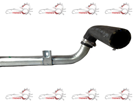General Motors blue air charge pipe for inline engine, shown in close-up view with detailed connectors and smooth surface finish.