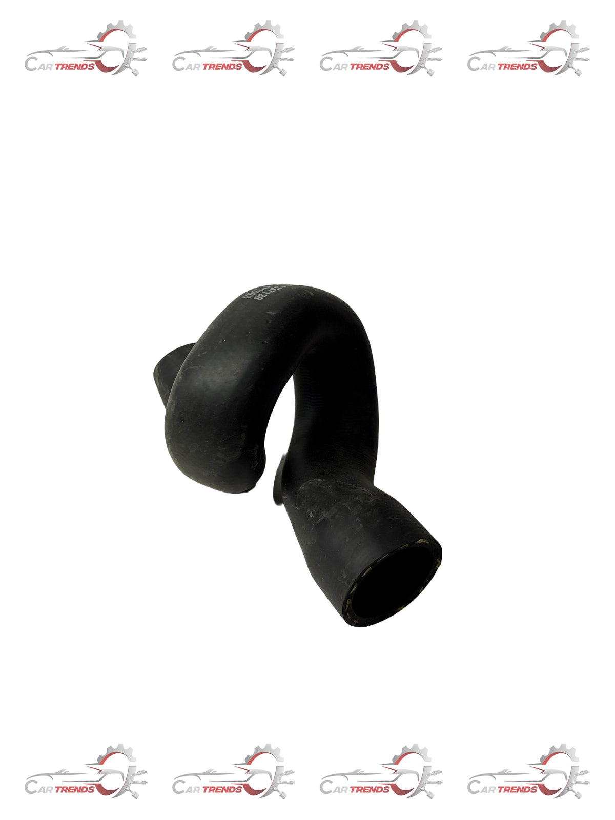 General Motors radiator hose inlet for Astra, automotive engine cooling component, black rubber hose with metal fittings.