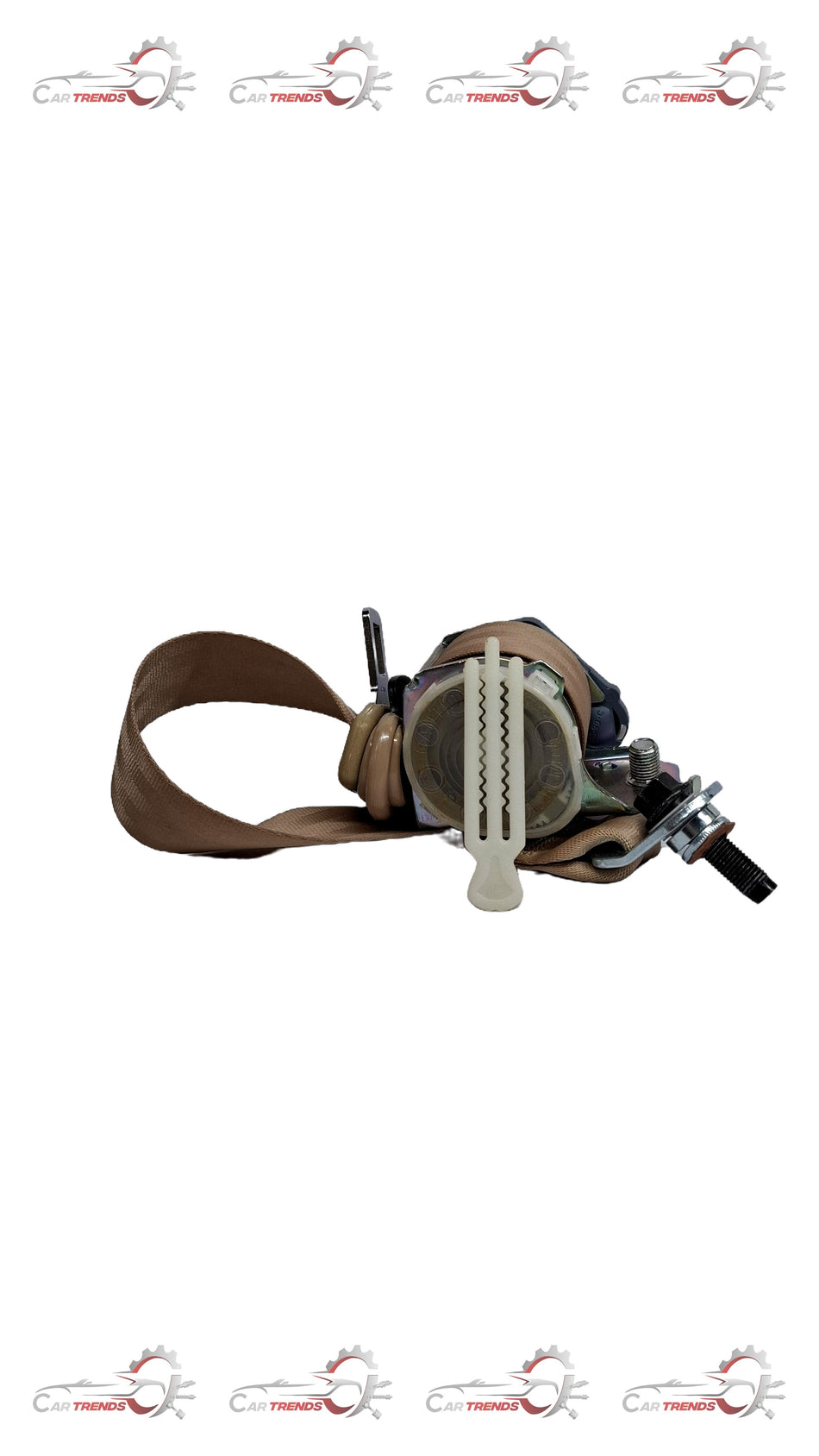 General Motors seat belt R belt J26201659 for vehicle safety, shown in black with secure buckle and adjustable strap.