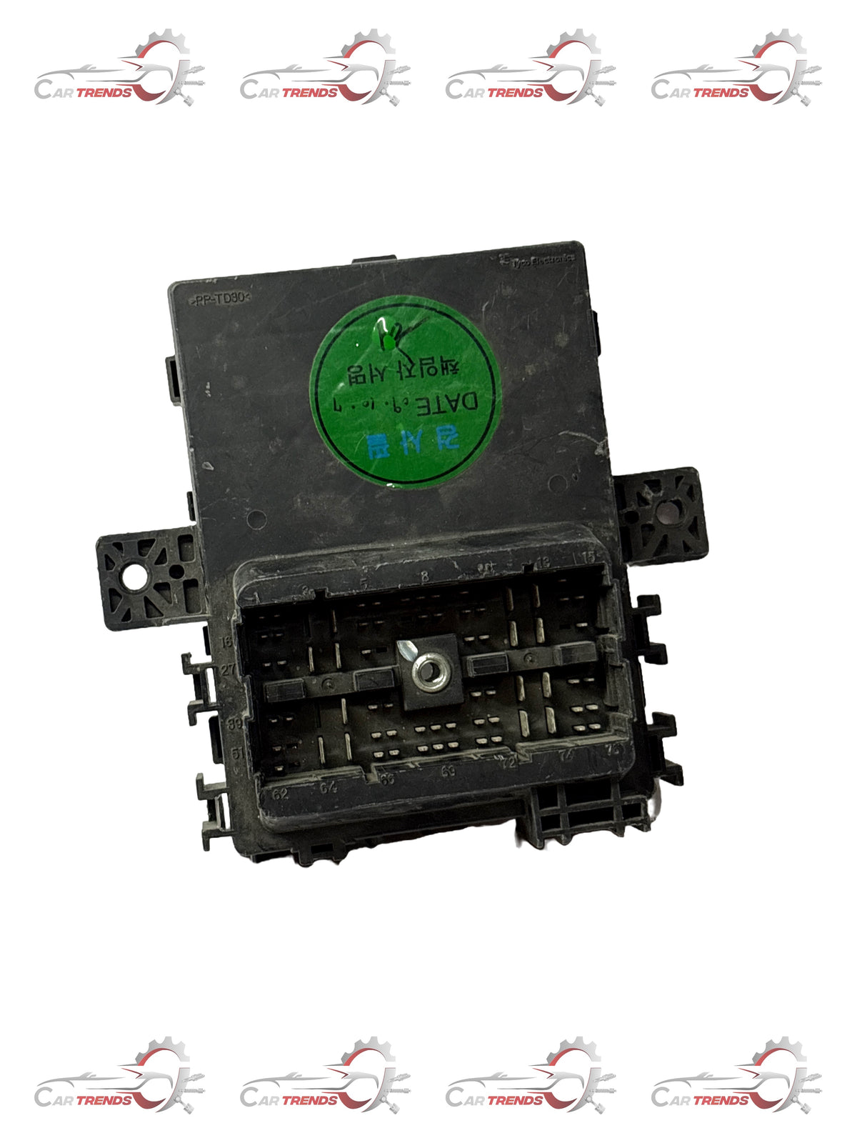 General Motors block assembly with power wiring harness and junction beat component, viewed from the side.