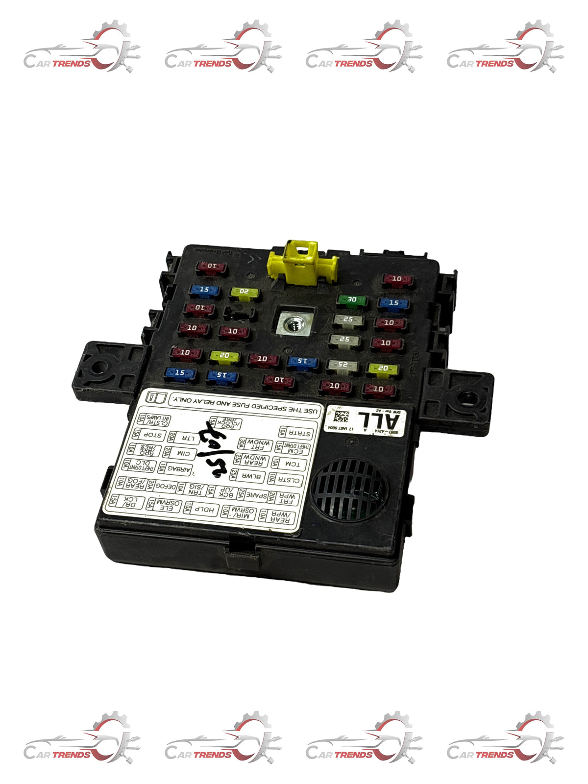 General Motors block assembly with P wiring harness connector, automotive engine part, gray plastic and metal components