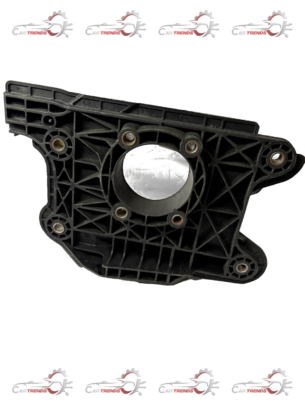 General Motors Spark pedal brace, black metal automotive part for engine performance and pedal support.