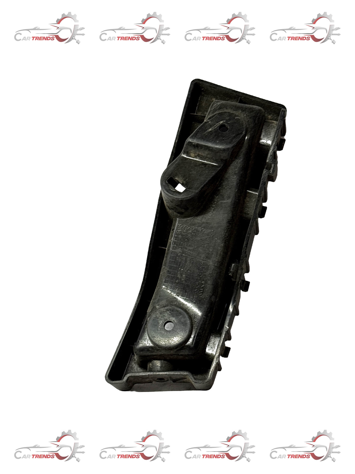 General Motors front fascia bracket for J24547909, used in vehicle fascia assembly, shown in black plastic with mounting points.