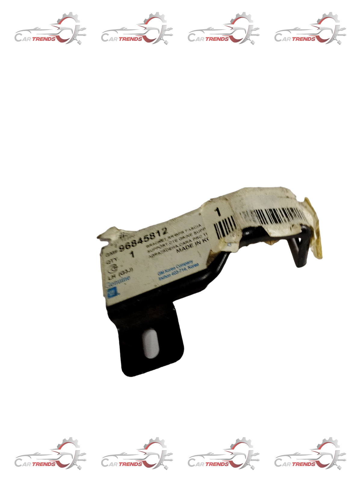 General Motors right rear fascia bracket for Chevrolet Cruze, part J96845812, shown in black plastic.