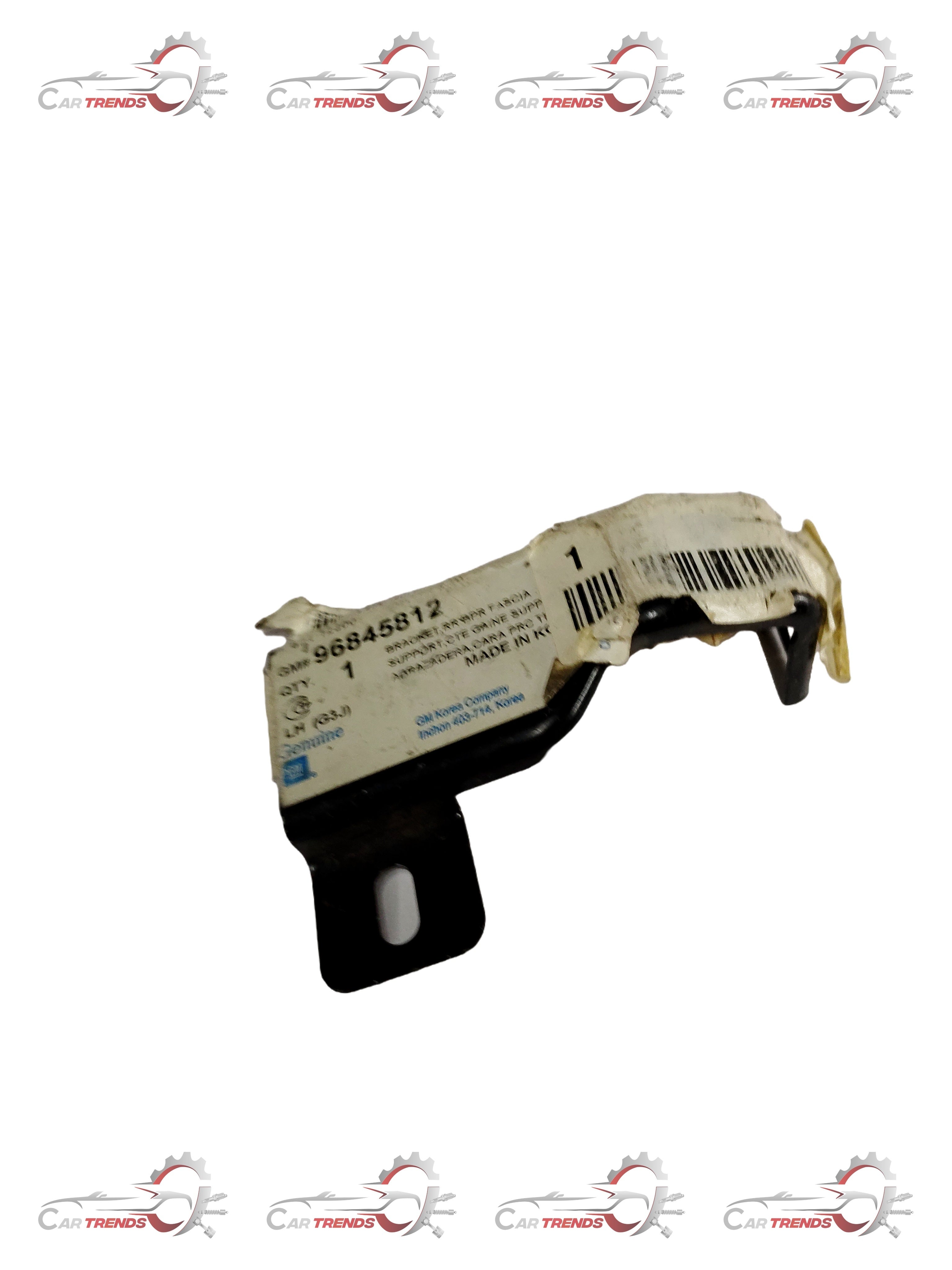 General Motors right rear fascia bracket for Chevrolet Cruze, part J96845812, shown in black plastic.