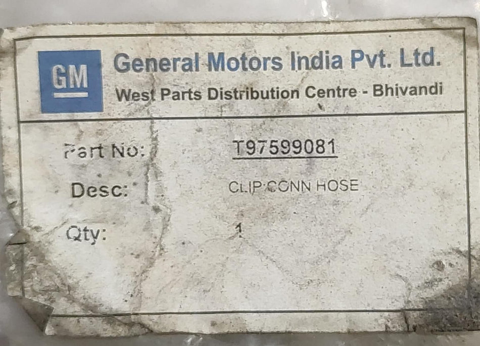 General Motors Clip Connection Hose for Tavera T97599081, automotive part used in vehicle hose connections.